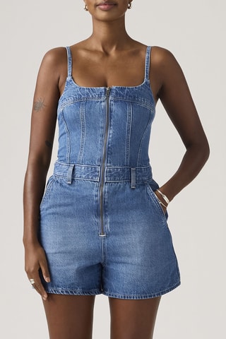 Combishort en jean Jadine - Bleu