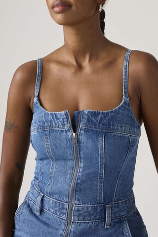Combishort en jean Jadine - Bleu
