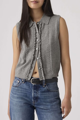 Gilet Super Soft Mini Ruffle Vest - Gris