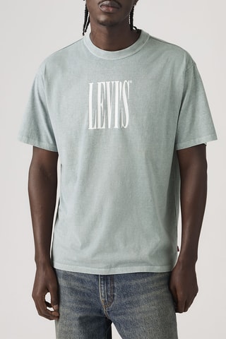 T-shirt Vintage Fit Graphic Stretched Serif - Gris
