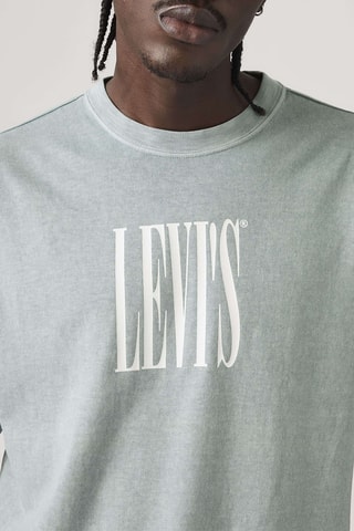 T-shirt Vintage Fit Graphic Stretched Serif - Gris