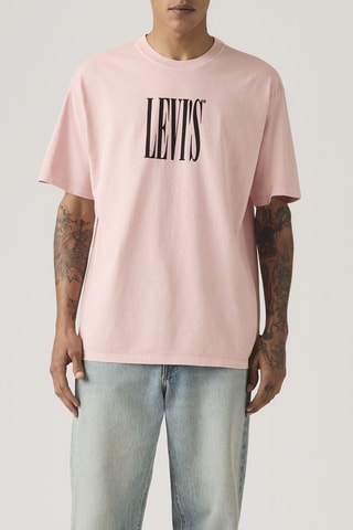 T-shirt Vintage Fit Graphic Stretched Serif - Rose