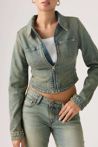 Veste en jean Y2K Stretch Fitted Trucker - Bleu