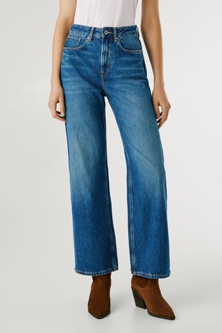 Jeans straight hoge taille Lexa - Marineblauw