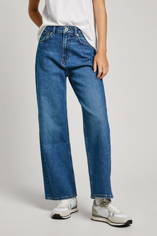 Jeans straight hoge taille Lexa - Marineblauw