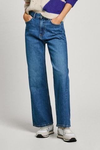 Jeans straight hoge taille Lexa - Marineblauw
