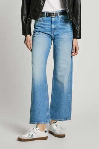 Jeans straight hoge taille Lexa - Marineblauw