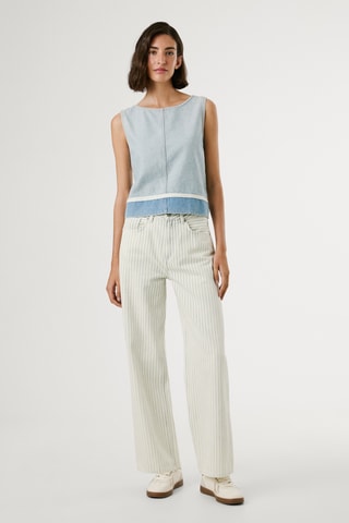 Jeans straight hoge taille Lexa - Wit