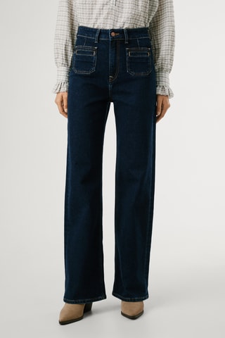 Jeans straight hoge taille Lexa - Marineblauw