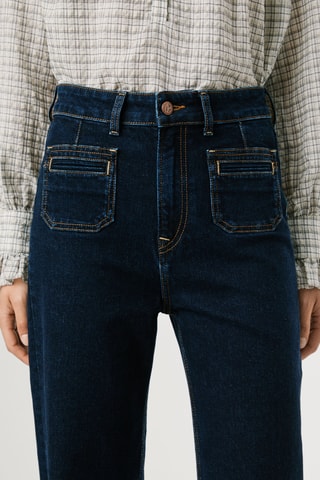 Jeans straight hoge taille Lexa - Marineblauw