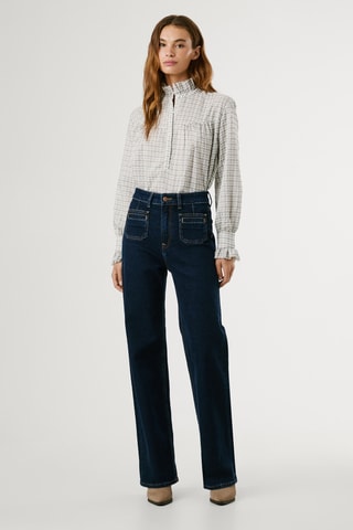 Jeans straight hoge taille Lexa - Marineblauw