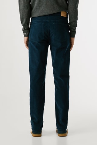 Pantaloni slim in velluto - Petrolio