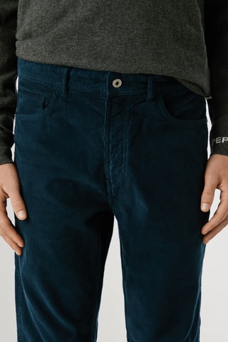 Pantaloni slim in velluto - Petrolio
