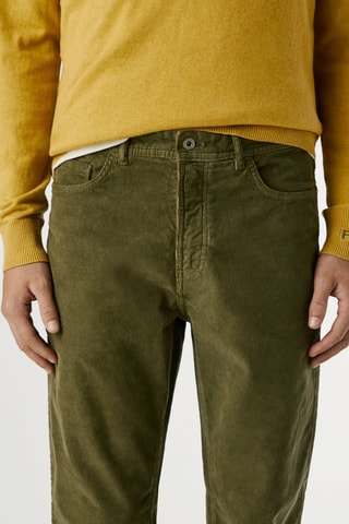 Pantaloni slim in velluto - Kaki