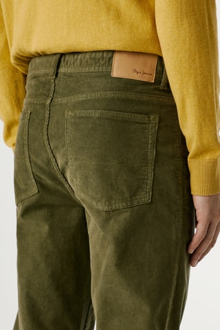 Pantaloni slim in velluto - Kaki