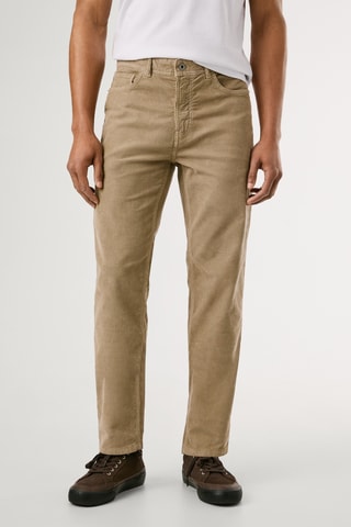 Pantaloni slim in velluto - Beige