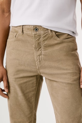 Pantaloni slim in velluto - Beige