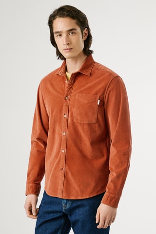Camicia in velluto Clayton - Rosso mattone