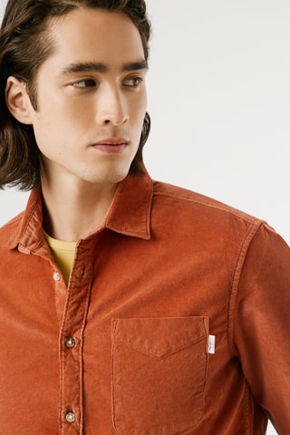 Camicia in velluto Clayton - Rosso mattone