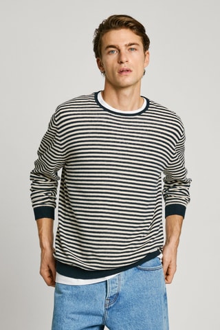 Maglia in lino Layne - Ecrù e petrolio