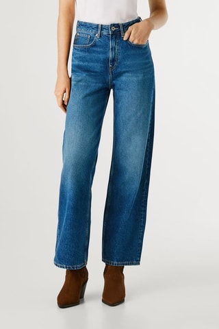 Jeans straight hoge taille Lexa - Marineblauw