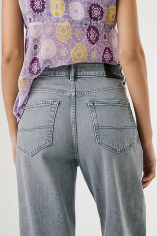 Jeans straight hoge taille Lexa - Grijs