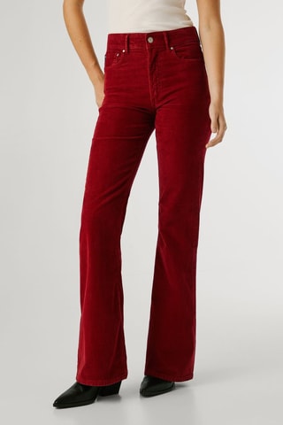 Velours Broek Flare Hoge Taille Willa - Rood