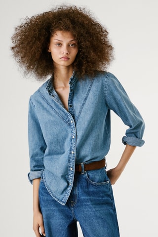 Camicia regular in jeans - Azzurro