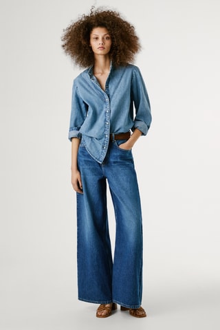 Camicia regular in jeans - Azzurro