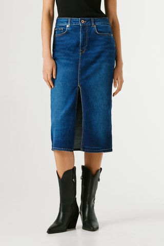 Midispijkerrok Midi - Marineblauw