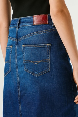 Midispijkerrok Midi - Marineblauw