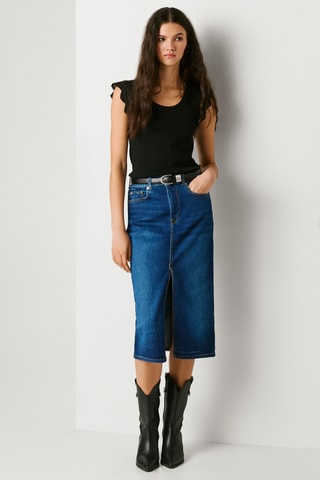 Midispijkerrok Midi - Marineblauw