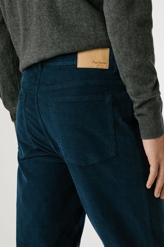 Velours Broek Slim Fit - Petrolblauw