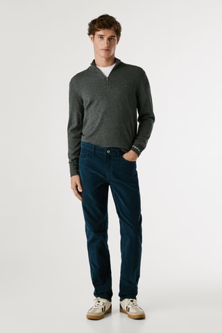 Velours Broek Slim Fit - Petrolblauw