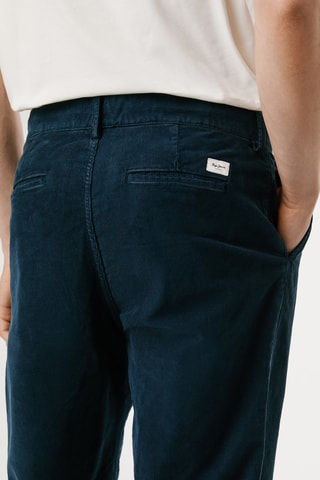 Pantaloni regular in velluto - Petrolio
