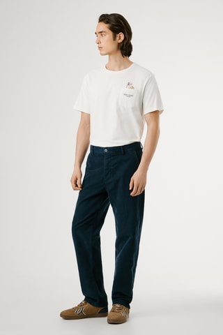 Pantaloni regular in velluto - Petrolio
