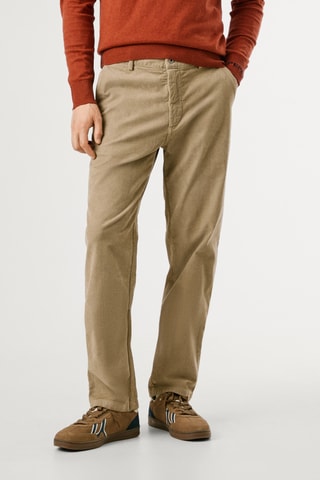 Pantaloni regular in velluto - Beige
