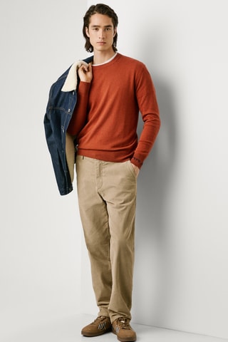 Pantaloni regular in velluto - Beige