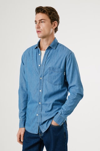 Camicia slim in jeans Classic - Blu