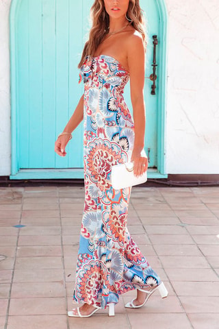 Combinaison bustier - Rouge et bleu