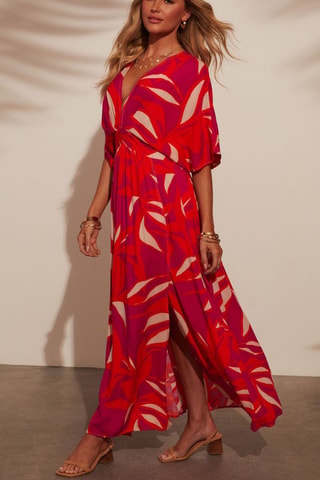 Robe longue - Blanc et rouge
