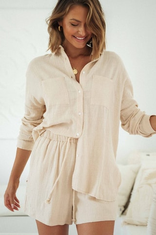 Chemisier et short taille haute - Beige