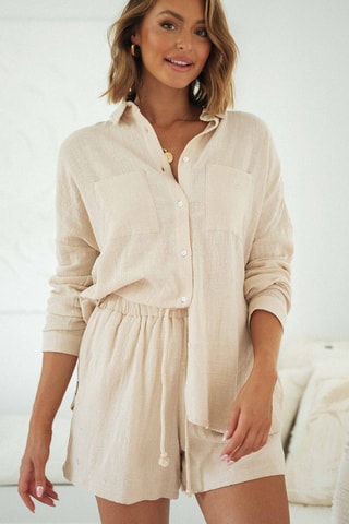 Chemisier et short taille haute - Beige