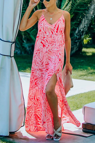Robe longue - Blanc et rouge