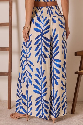 Pantalon palazzo taille haute - Bleu