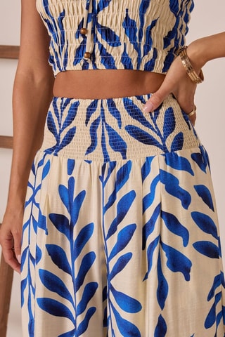 Pantalon palazzo taille haute - Bleu