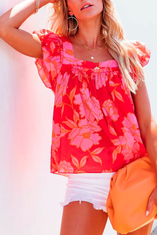 Blouse - Rouge et rose