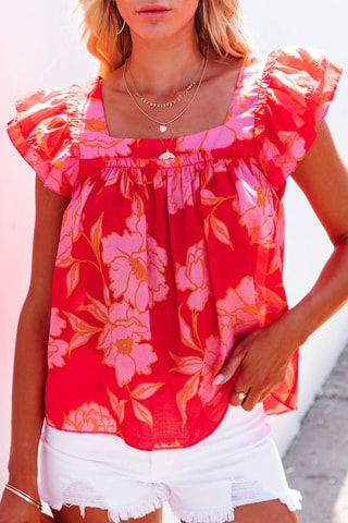 Blouse - Rouge et rose