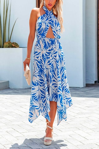 Robe longue - Blanc et bleu