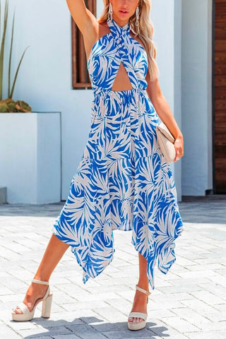 Robe longue - Blanc et bleu